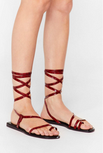 Load image into Gallery viewer, Patent Tie Up Sandals -SALE
